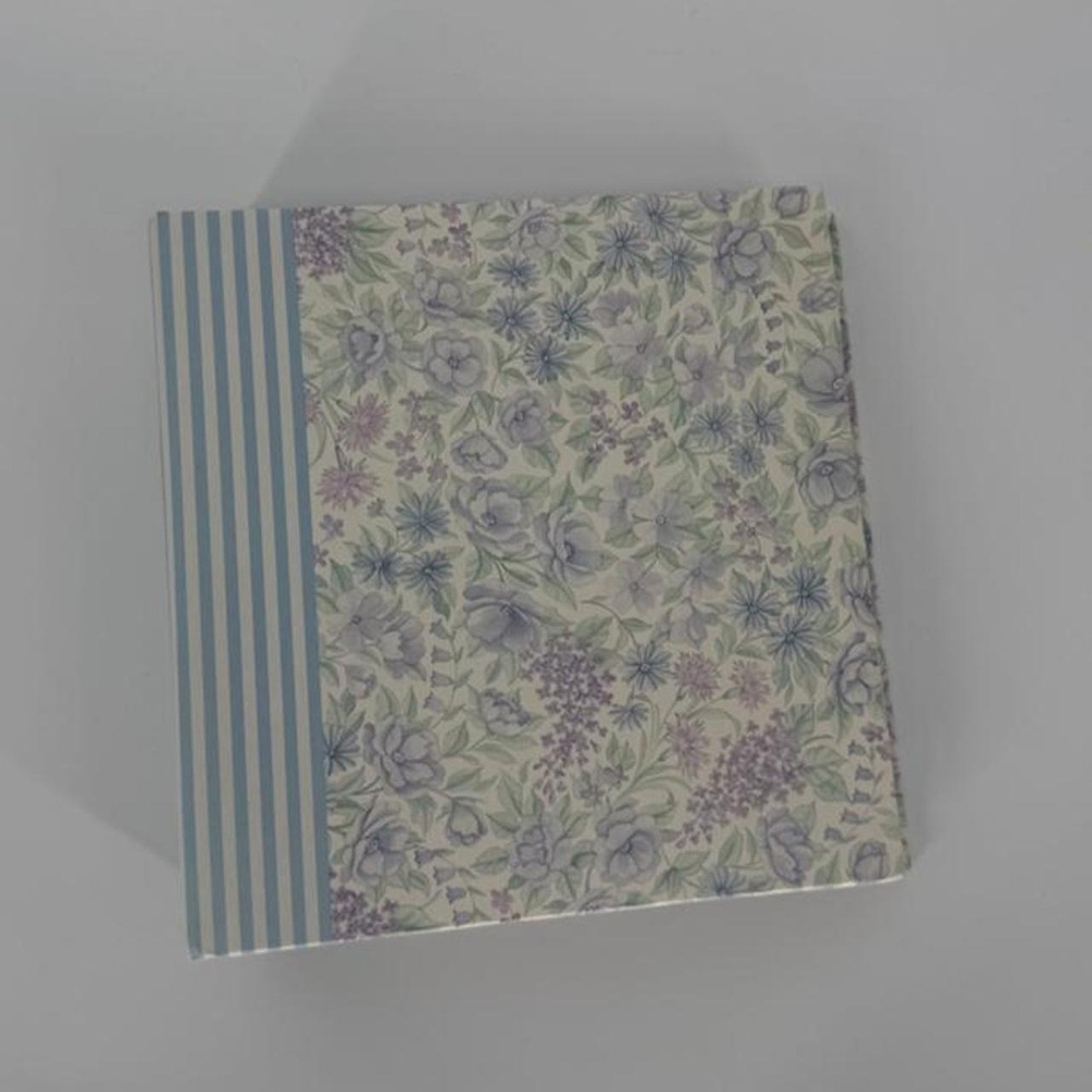 Vintage 1997 HB Group Purple Floral Photo Album Blue Stripes 4x6 Binder